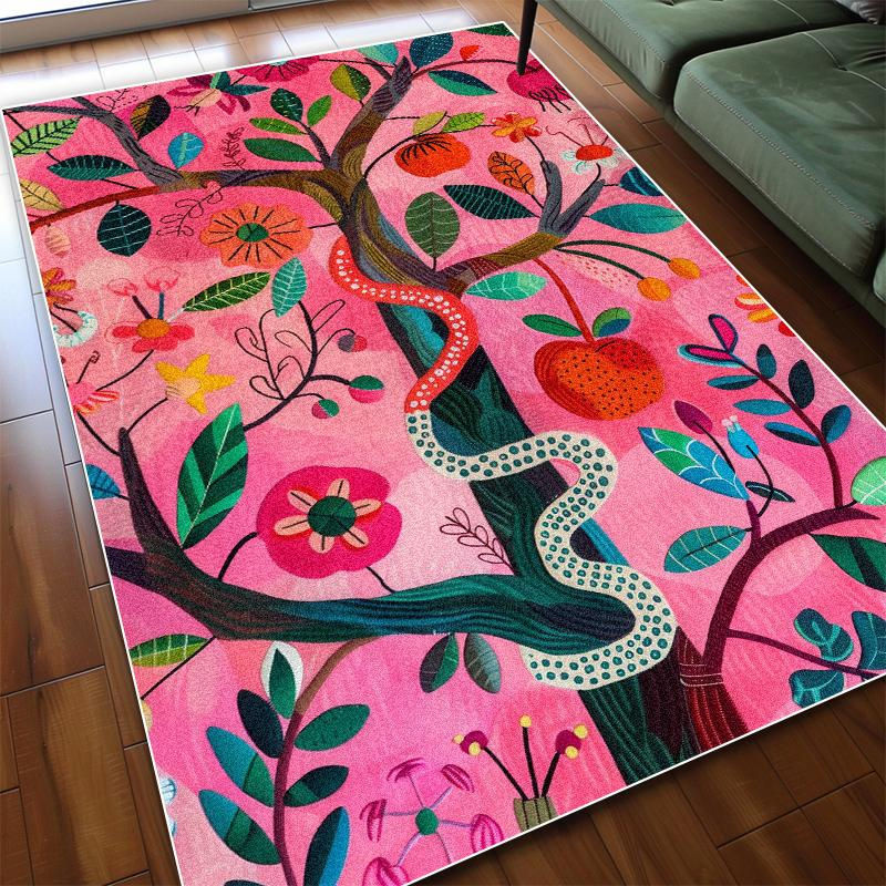 Karpetti Teppich im amerikanischen Stil mit Schlangenmuster und floralem Design, rutschfest und waschbar, Mehrfarbig, B/T: 180 x 250 cm - Bild 2