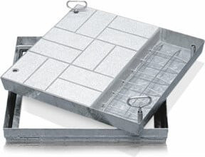 ZARGES Schachtabdeckung aus verzinktem Stahl in Silber, B/T: 100 x 80 cm - Bild 1