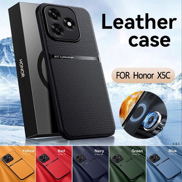 EUCAGR Luxus PU Leder Handyhülle mit Magnetfunktion für Honor X5C Plus und Honor X5C in Grün - Bild 1