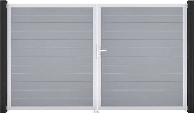 GroJa Tor Basicline Schmal 2-flügelig Silbergrau EV1 B: 306 cm, H: 180 cm, DIN Rechts - Bild 1