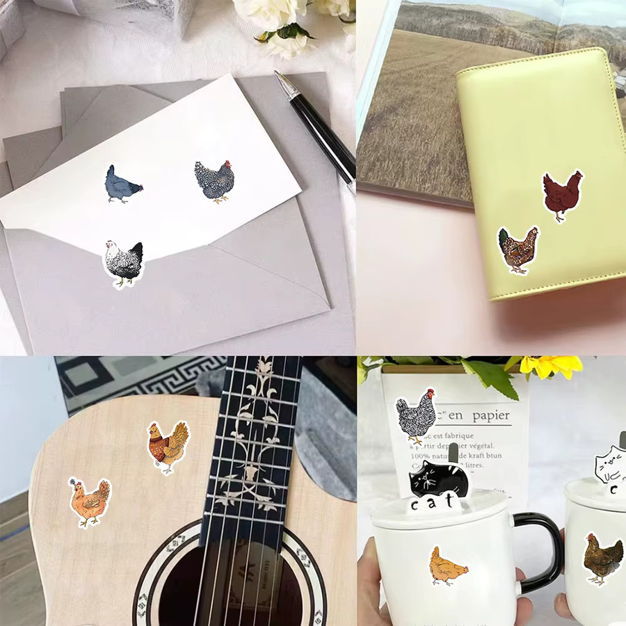 500 Stück Cartoon Huhn und Henne Rollenaufkleber in Multicolour für Wasserflaschen, Laptop und Gepäck - Bild 2