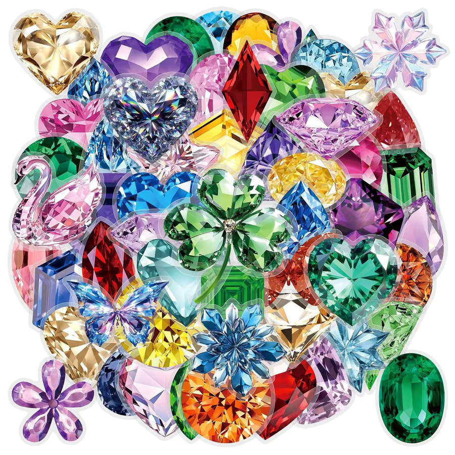 50 Stück Wasserdichte PET Diamant-Edelstein-Aufkleber von BulingBulingStickers Store in Transparent und Multicolour für dein Tagebuch oder deine Handyhülle - Bild 2