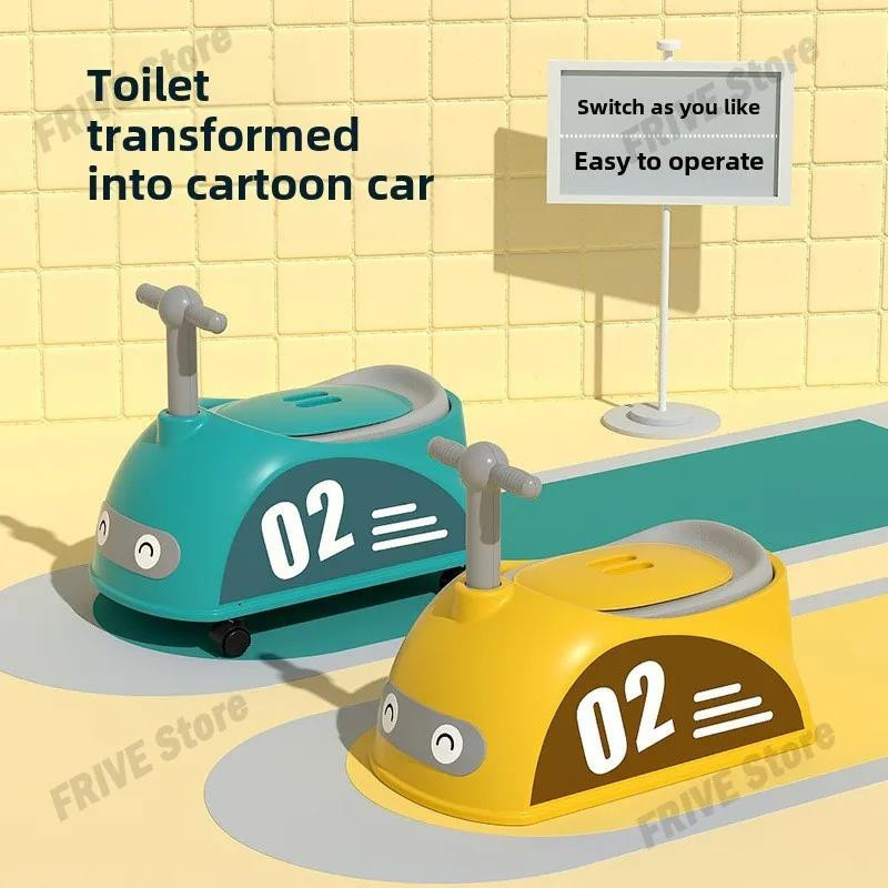DHDH Tragbares Baby Töpfchen in Autoform mit Rollen und rutschfestem Design, Gelb - Bild 2