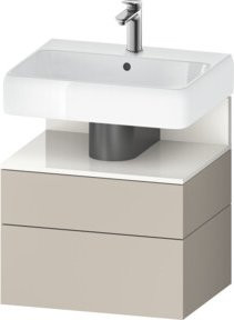 Duravit Waschtischunterschrank Qatego in Weiß Hochglanz und Taupe, B/T/H: 59 x 47 x 59 cm - Bild 1