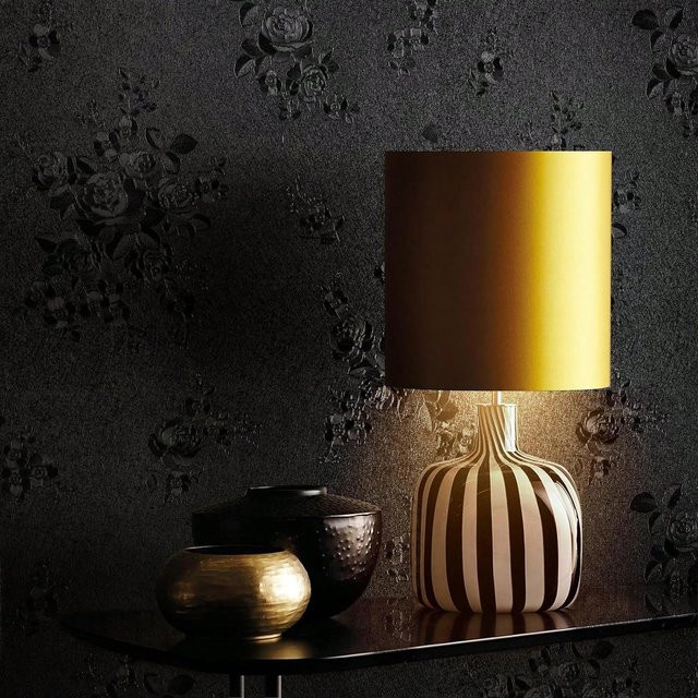 Selbstklebende Tapete TTOKKONG WALLPAPER mit Blumenmuster in Schwarz, abnehmbares Kontaktpapier für Schränke und Arbeitsplatten - Bild 1