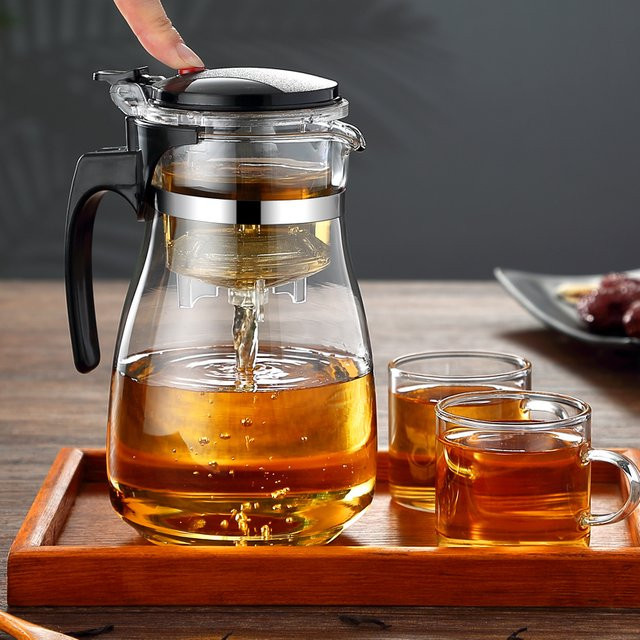 HMLOVE Hitzebeständige Glas-Teekanne aus Borosilikat mit Tee-Ei für Kung-Fu-Tee, transparent - Bild 1