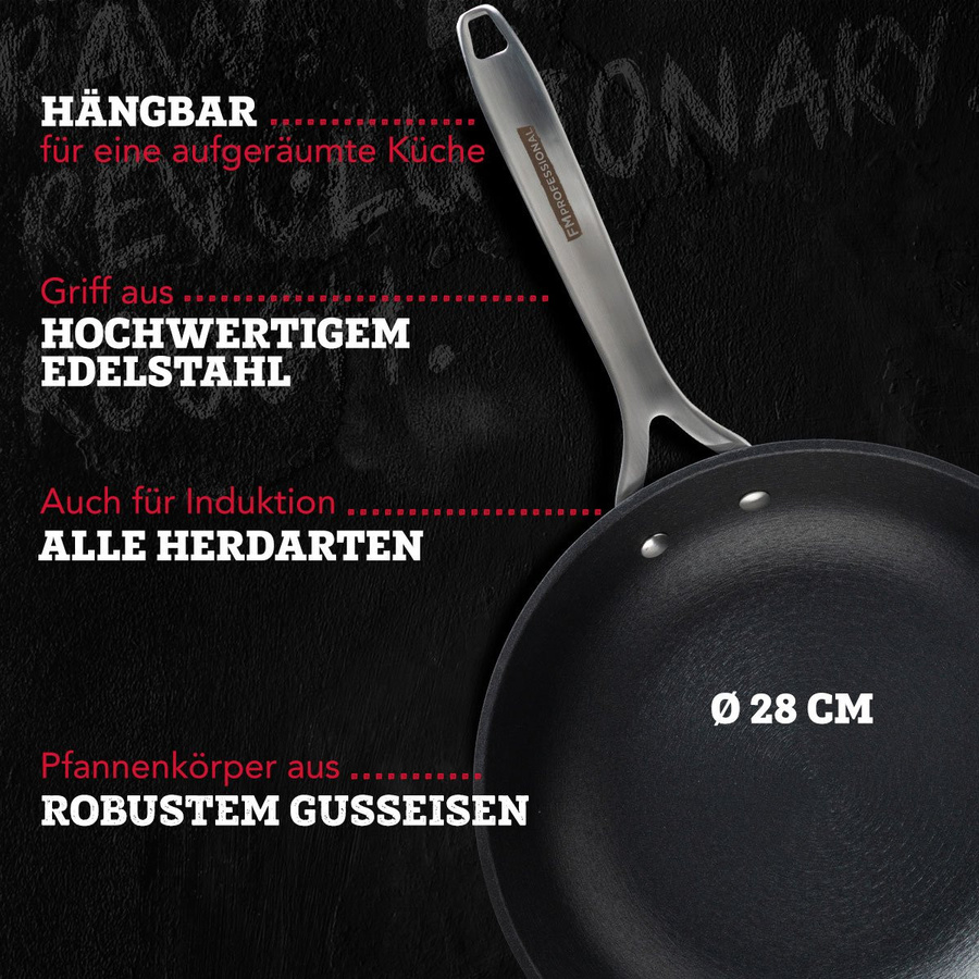 FMprofessional Profi Bratpfanne Force Non-Stick, Schwarz, Durchmesser: 28 cm - Bild 1