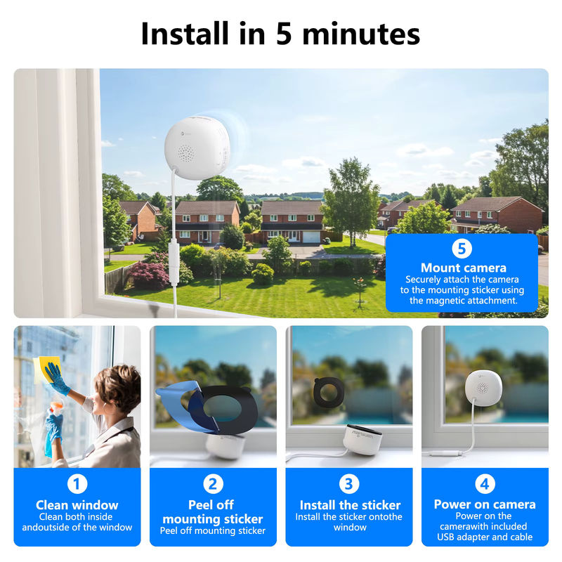 Wansview Fenster-Sicherheitskamera 3MP 2K mit Dual-Band 2,4G & 5G WLAN, Starlight Vollfarb-Nachtsicht, 105° Weitwinkel, 4mm Objektiv, Zwei-Wege-Audio und Bewegungserkennung in Weiß - Bild 3