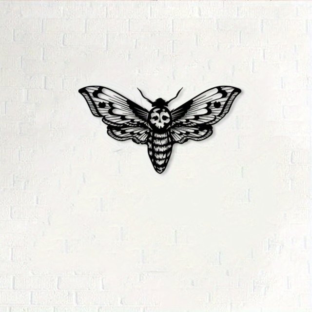CIFBUY Metallwandkunst Totenkopf-Motten in Schwarz als Gothic-Insekten-Dekoration für Haus und Garten - Bild 1
