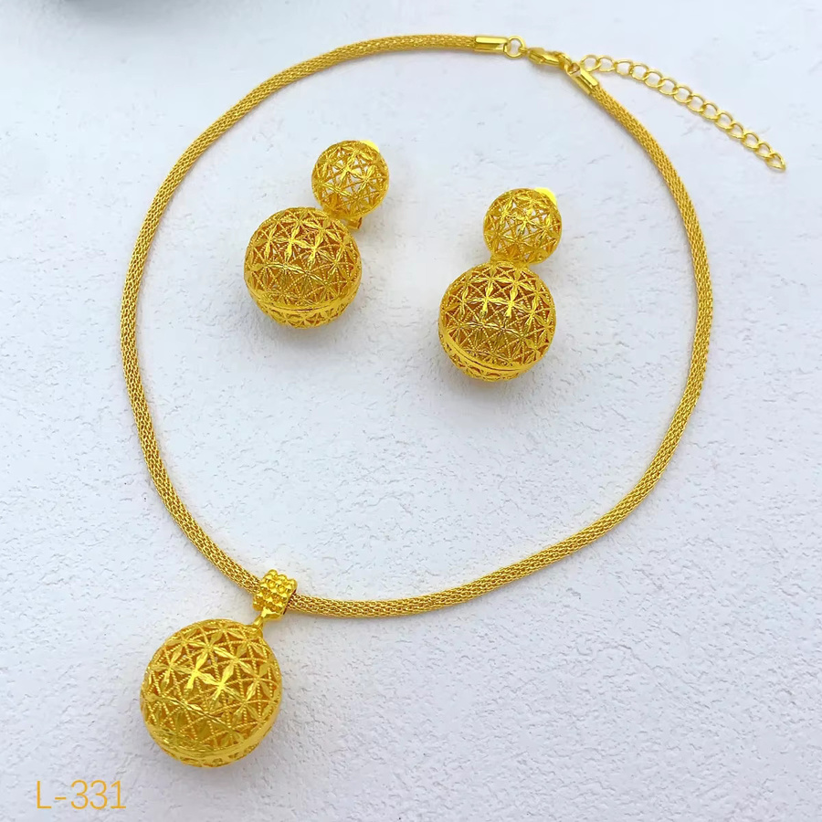 Schmuckset Halskette, Ohrringe, 24k vergoldet, Damen - Bild 3
