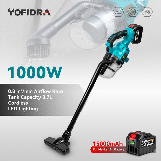 YOFIDRA Kabelloser elektrischer Staubsauger 1000 W in Türkis für Makita-Akkus - Bild 1