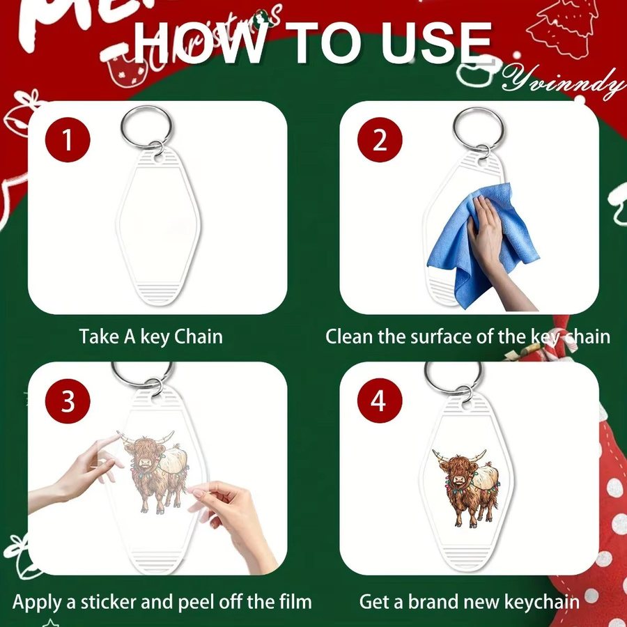 24er Set UV DTF Weihnachtsfarm Transferpapier für wasserfeste Aufkleber und Schlüsselanhänger in Multicolour - Bild 4
