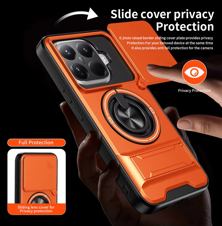 Xiaomi 15T Pro 5G Hard Case mit magnetischem Ringhalter und Kamera-Schutz in Schwarz oder Orange - Bild 4
