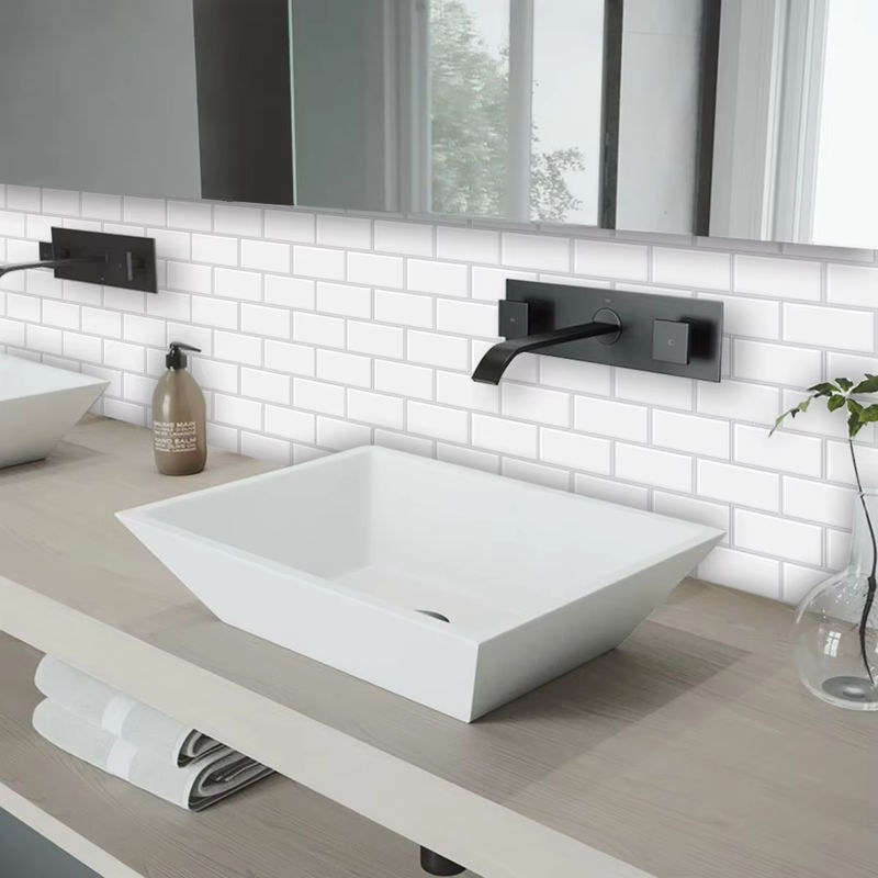 Vividtiles Selbstklebende Wandfliesenaufkleber in Subway-Tile-Optik aus Vinyl, Weiß, Wasserfest für Küche, Wohnzimmer und Badezimmer - Bild 3