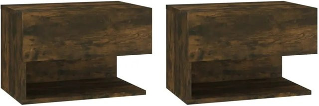 vidaXL Wand-Nachttische 2er Set aus Holzwerkstoff in Räuchereiche, Braun, B/T/H: 29,5 x 30,0 x 46,0 cm - Bild 1