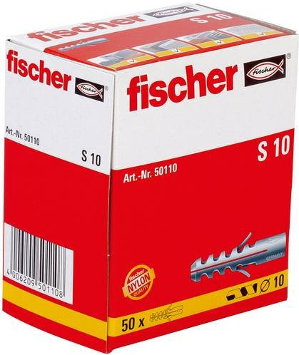 Fischer Spreizdübel S 10 aus Nylon in Grau, 50 Stück - Bild 1