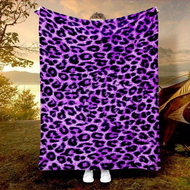 JMG Household Supplies Flanelldecke mit lila Leopardendruck, weich und warm, B/B: 130 x 150 cm - Bild 1
