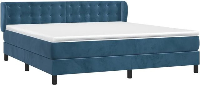 vidaXL Boxspringbett mit Matratze Dunkelblau Samt B/T/H: 160 x 200 x 78 cm - Bild 1