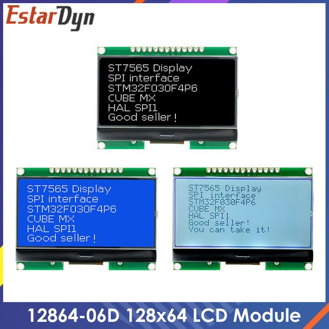 Estardyn LCD-Modul 12864-06D COG Punktmatrix-Bildschirm mit chinesischer Schrift und SPI-Schnittstelle in Grau - Bild 1