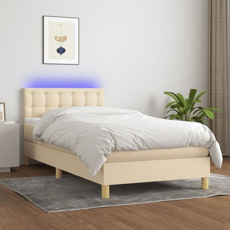 vidaxl Boxspringbett mit Matratze in Beige aus Stoff, Modernes Polsterbett, B/T: 90 x 200 cm - Bild 1