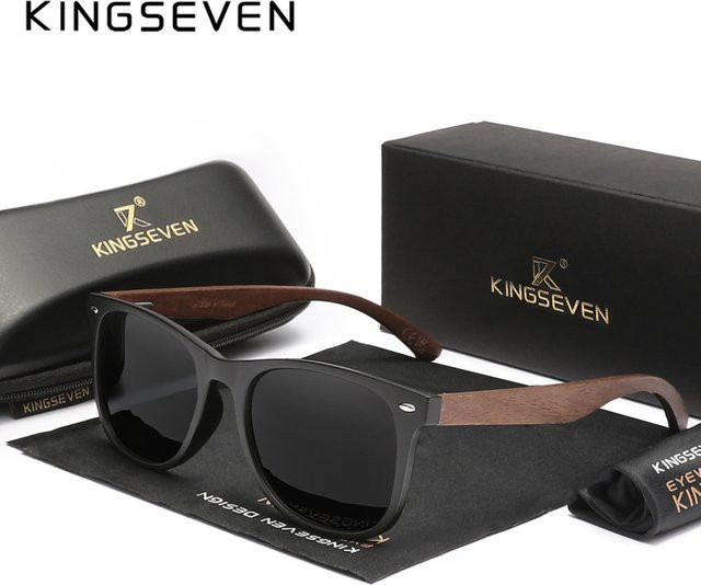 KINGSEVEN Sonnenbrille, Holz, Vollrand, braun, Unisex, polarisiert - Bild 1