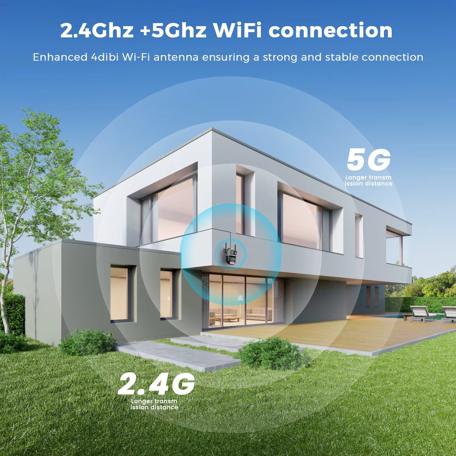 HAMROLTE O-Kam Pro PTZ Outdoor Überwachungskamera mit 15MP 6K Auflösung, Drei-Objektiv-System, 10X Zoom, Dual-Bildschirm und Auto-Tracking in Schwarz - Bild 5