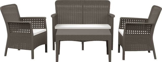 Gartenmöbel-Loungemöbel Florence aus Polyrattan mit Kissen in Anthrazit - Bild 1