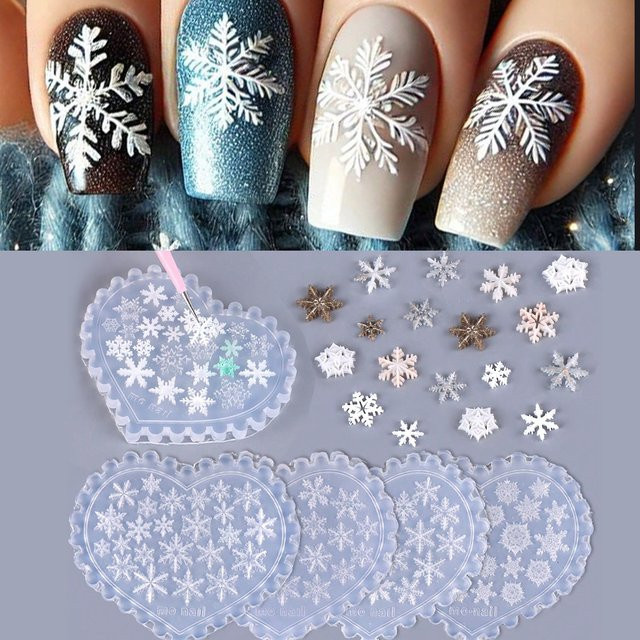 SWEET TREND Nail Art Silikon Form, Schneeflocken Schablone - Bild 1