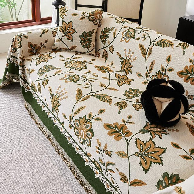 Super Six Retro Sofabezug aus Chenille mit floralem Muster, B/B: 180 x 130 cm - Bild 1
