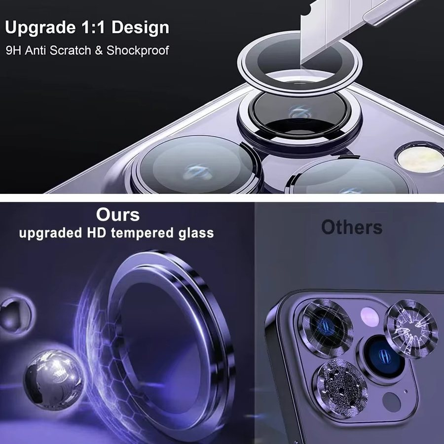 2-3 Stück Kamera Objektiv Schutz für iPhone 14 Pro Max und iPhone 14 Plus aus Glas und Metall in Multicolour - Bild 2