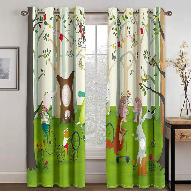 Yiran Furniture Koala Kinder Fenstervorhänge mit Regenbogen-Motiv, 2er-Set, halbtransparent, Mehrfarbig, B: 60 cm, H: 60 cm - Bild 1