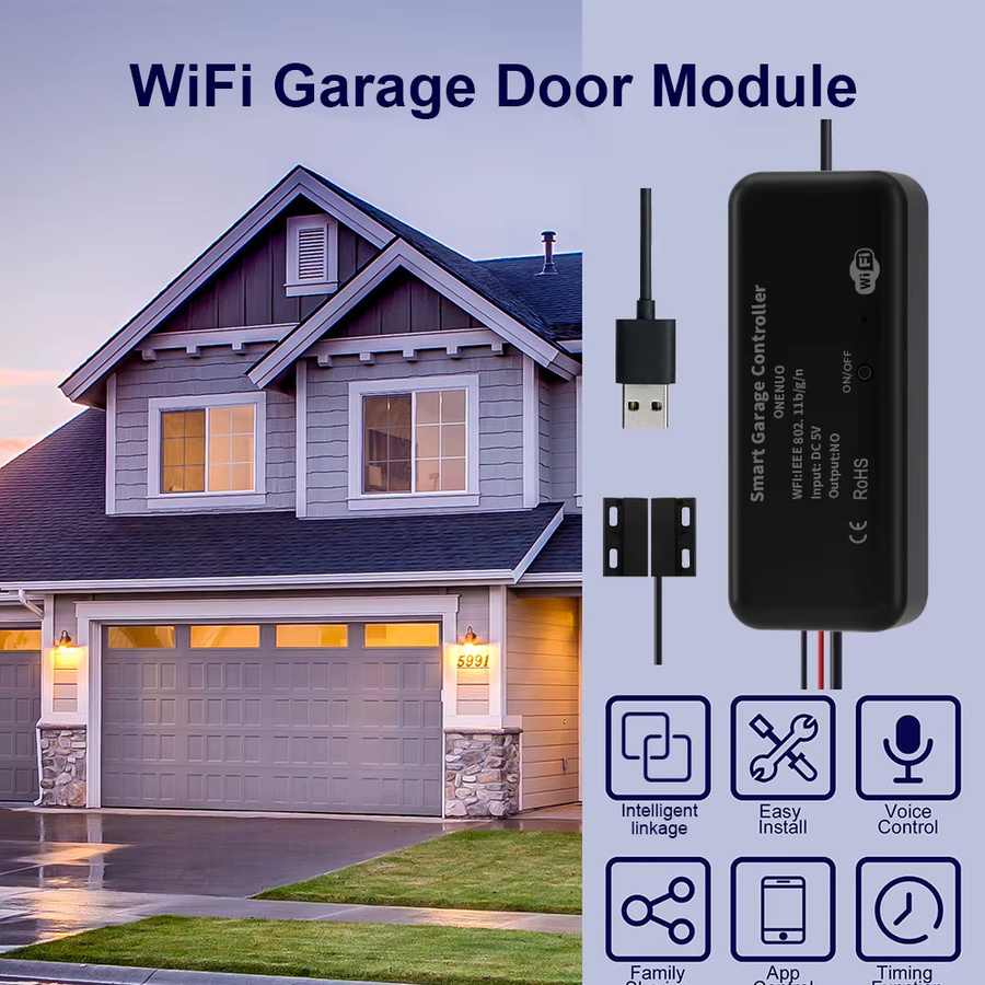 Onenuo Tuya WiFi Smart Garagentor Öffner Controller mit Alexa und Google Home Unterstützung, Smart Life kompatibel, Farben: Weiß oder Schwarz - Bild 5
