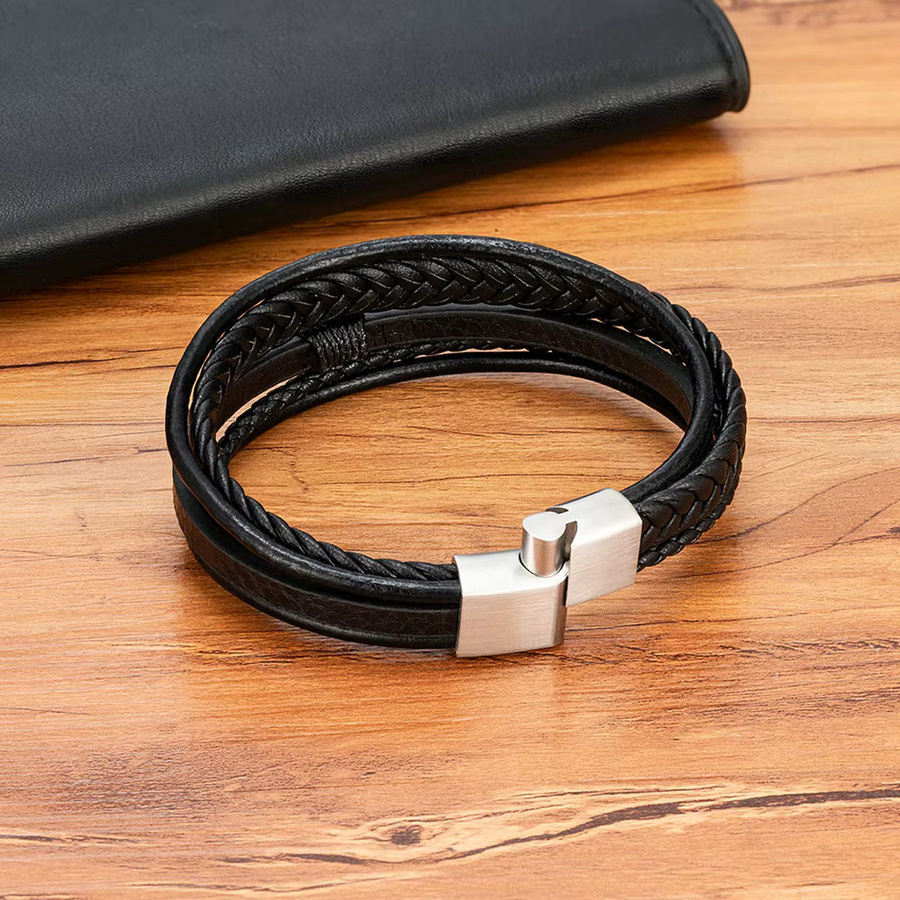 Tyo Armband, Leder, Edelstahl, Schwarz, Herren - Bild 2