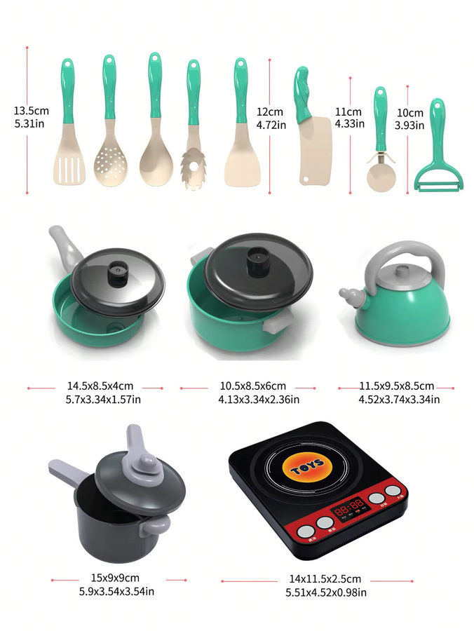 GONZI Kinder-Küchenspielzeug-Set, Spielküchen-Zubehör-Kit, 28-teiliges Set - Bild 2