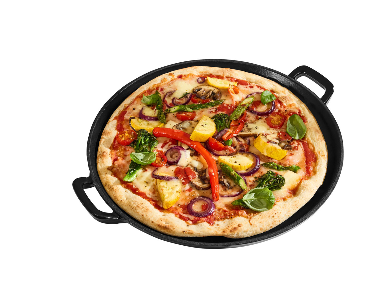 SILVERCREST Premium-Gusseisenpizzaplatte in Schwarz, runde Grillplatte aus emailliertem Gusseisen - Bild 3