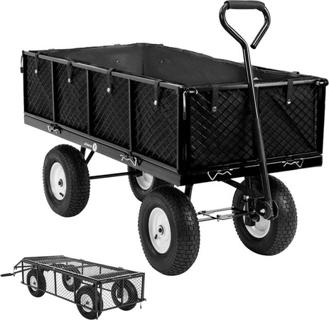 Miweba Bollerwagen MB-700 Transportwagen mit 700 kg Traglast, klappbar, Doppelachse, Stahlrahmen, Schwarz