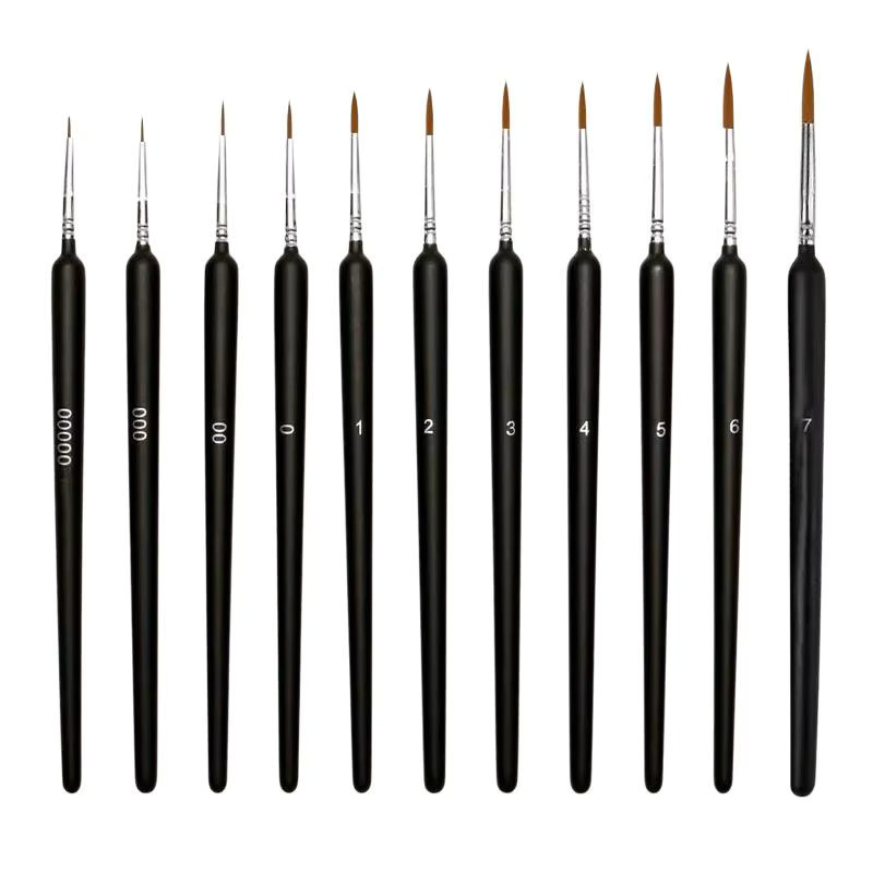 Nh 9/11-teiliges Miniatur-Pinselset mit Detailspitzen und ergonomischem Griff in Schwarz aus Kunststoff für Acryl-, Öl- und Wasserfarben - Bild 7