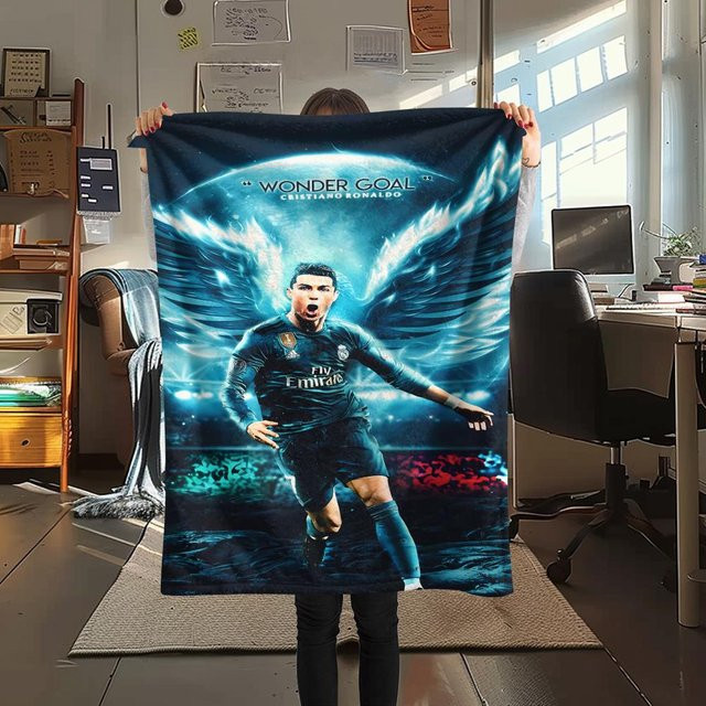 CR7 Print Flanelldecke von Dear YuZong in Blau, B/B: 80 x 120 cm - Bild 1