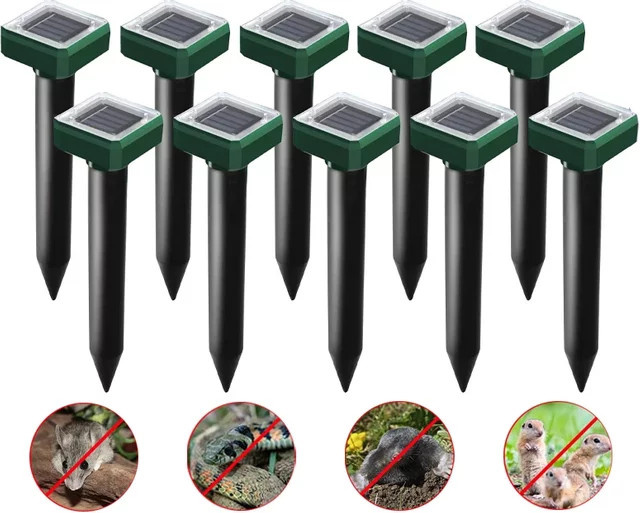 10er Pack Outdoor Solar Ultraschall Vibration Repeller zur Abwehr von Schlangen und Maulwürfen für Garten, Hof und Bauernhof - Bild 1