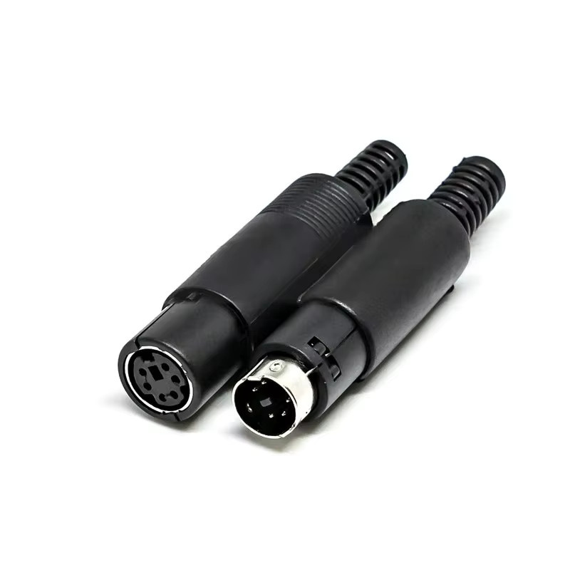 Mini-DIN Steckverbinder B5 Set aus Stecker und Buchse für Chassis-Kabelmontage, 3-8-polig, Schwarz - Bild 3