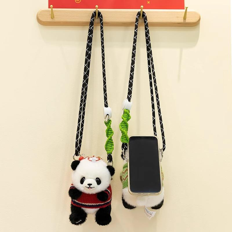 Yirongfang Panda Anzieh-Puppe Plüschpuppe Handy-Clip 14cm - Bild 2