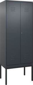 C+P PSA Doppel-Spind Classic PLUS Garderobenschrank aus Stahl mit 2 Abteilen, Anthrazit/Schwarz, B/T/H: 212 x 80 x 50 cm, mit Zylinderschloss und Kleiderstange - Bild 1