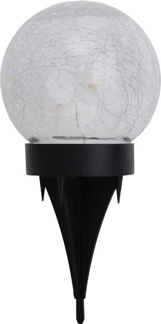 Näve LED-Solar-Tischleuchte Crackle 3er-Set in Weiss und Transparent mit Erdspieß und Leuchtmittel, B/T: 12 x 12 cm - Bild 1