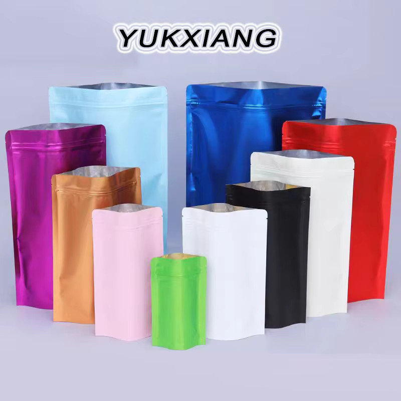 50 Stück YUKXIANG Mylar Beutel mit Ziplock zum Wiederverschließen, individuell bedruckbar, weiß/mehrfarbig, wiederverschließbare Snack-Verpackung für Lebensmittel, Nüsse und Cookies - Bild 3