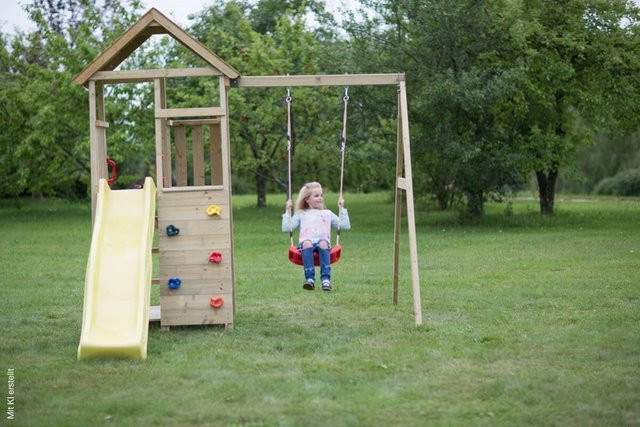Wendi Toys Kletterspielturm Pelikan in Natur und Braun mit Gelb und Multicolour, B/H/T: 270 x 270 x 280 cm - Bild 1