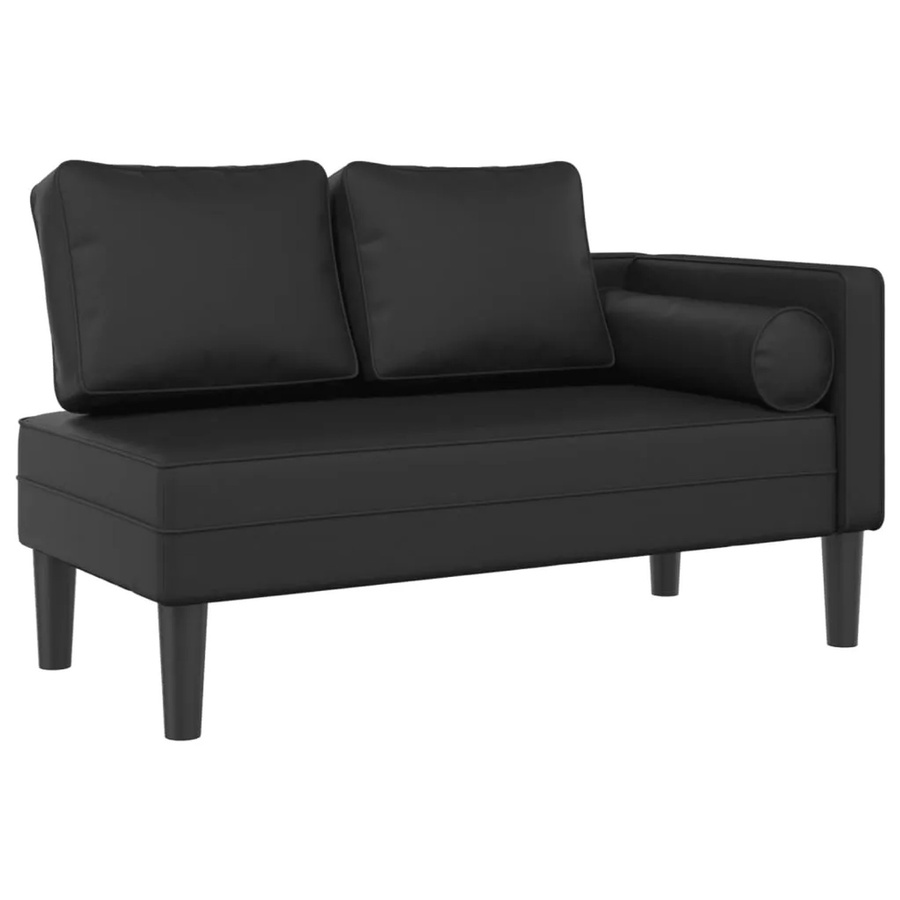 vidaXL Chaiselongue mit Kissen in Schwarz aus Kunstleder, B/T/H: 116,5 x 62,0 x 57,5 cm - Bild 2