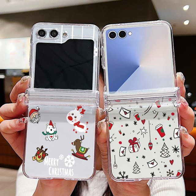 Transparente Handyhülle mit Cartoon Weihnachtsdruck für Samsung Galaxy Z Flip 6, Z Flip 5, Z Flip 4 und Z Flip 3 5G - Bild 1