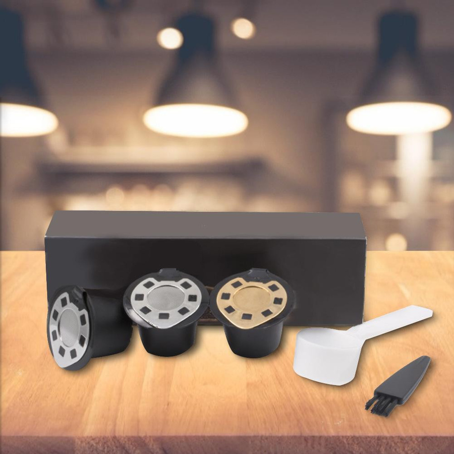 CosyHome Set aus 5 wiederverwendbaren Kaffeekapseln aus Kunststoff und Edelstahl in Silver - Bild 4