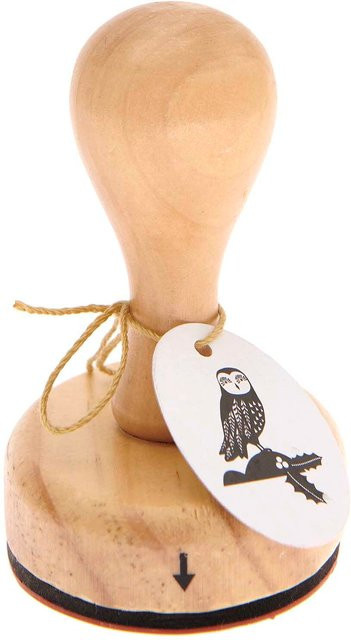 Rico Design Eulen Stempel aus Holz, Form: oval, Maße: 5 x 7 cm - Bild 1