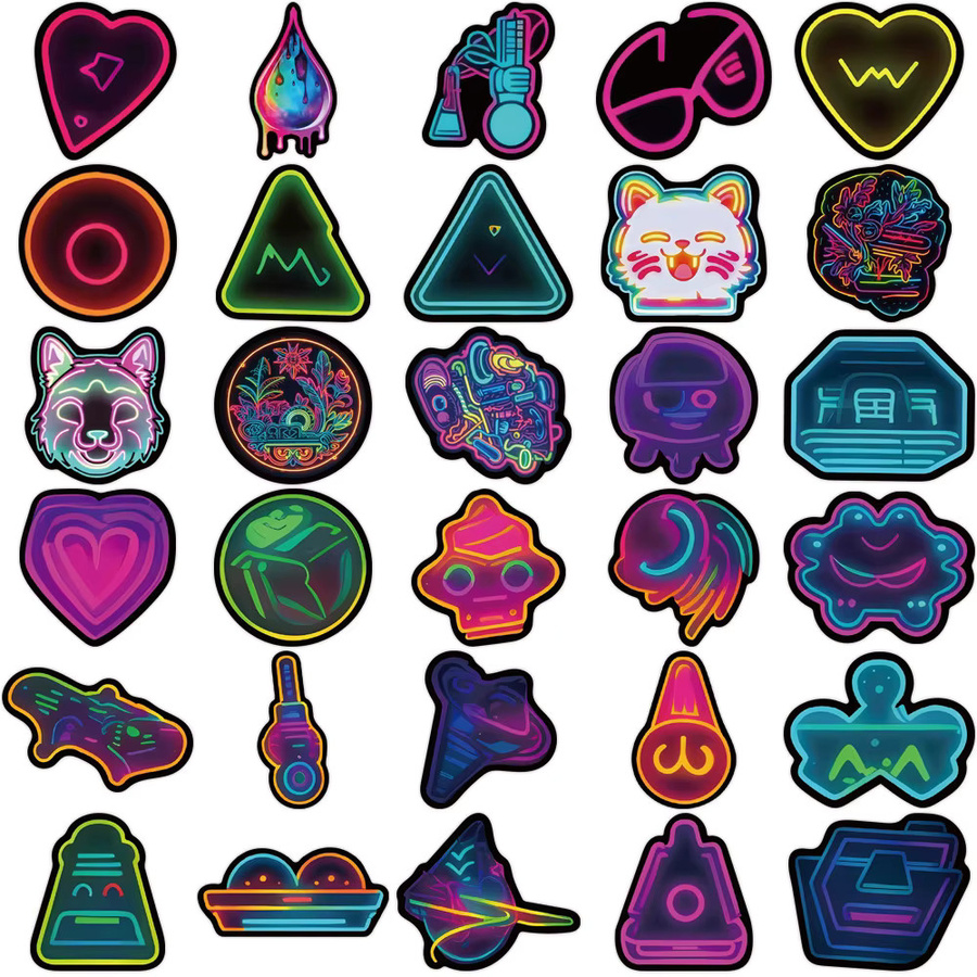 60-teiliges Set Neon-Aufkleber in Multicolour zur Dekoration von Gegenständen und Gadgets von AufnahmeYourLife Store - Bild 3